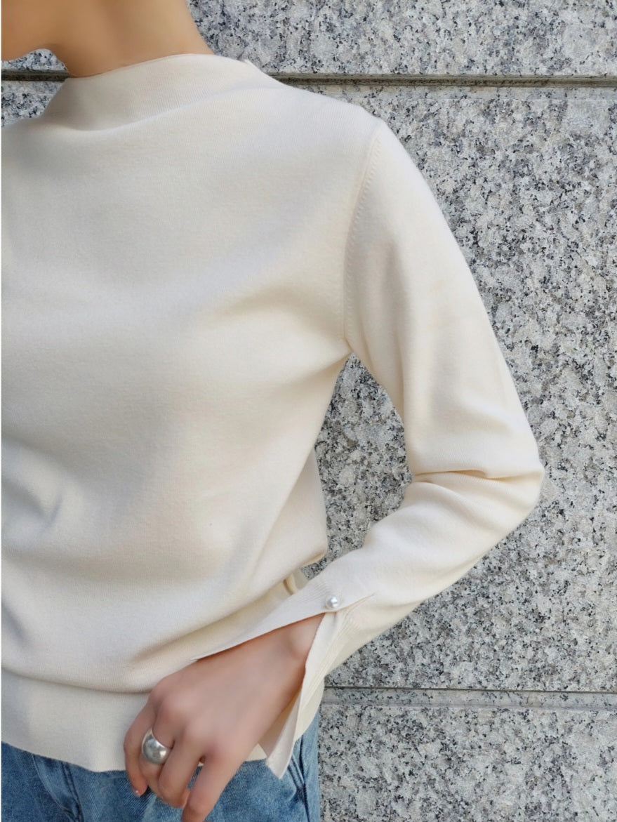 【SALE】BRAHMIN　レーヨンポリもちもちパールモックネックニット