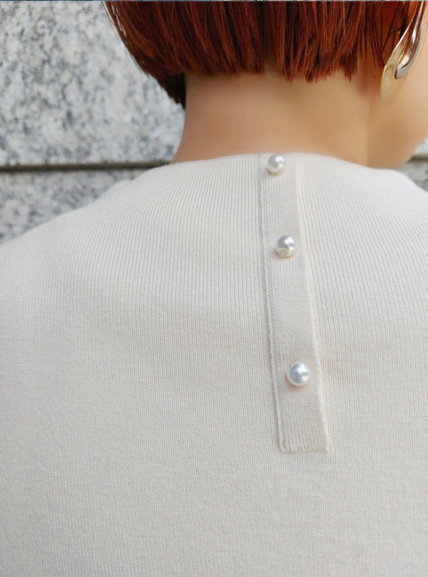 【SALE】BRAHMIN　レーヨンポリもちもちパールモックネックニット