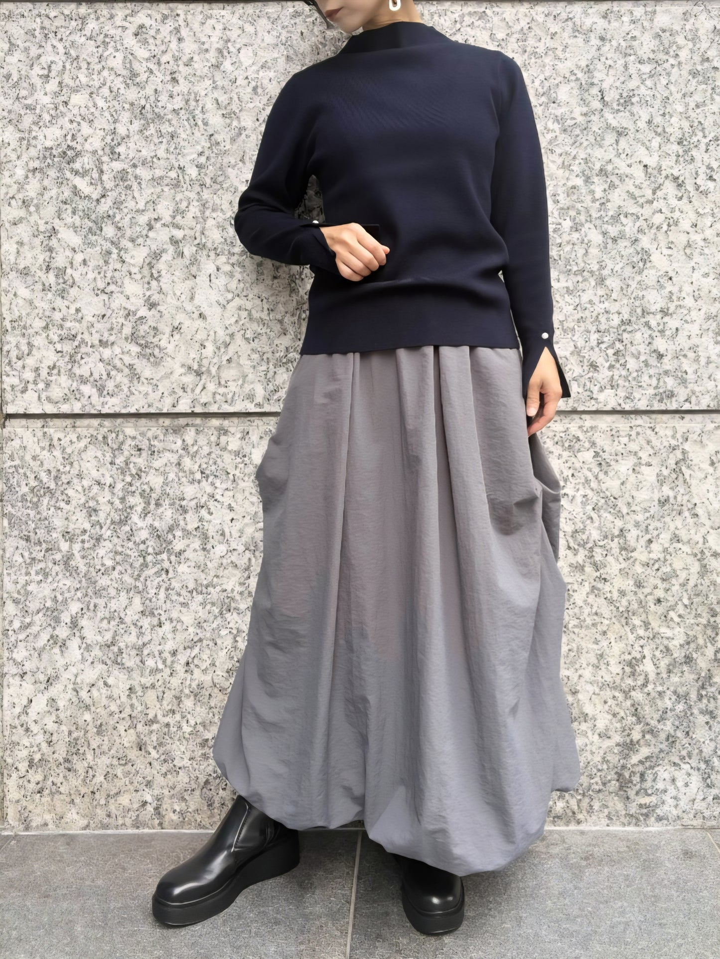 【SALE】BRAHMIN　レーヨンポリもちもちパールモックネックニット