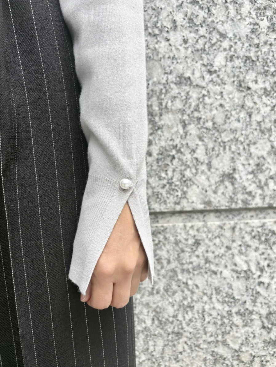 【SALE】BRAHMIN　レーヨンポリもちもちパールモックネックニット