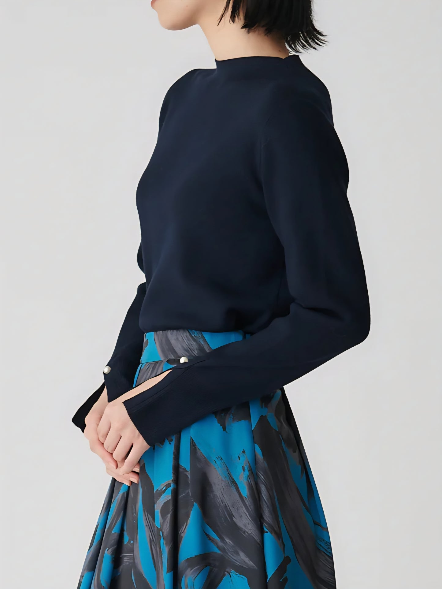 【SALE】BRAHMIN　レーヨンポリもちもちパールモックネックニット