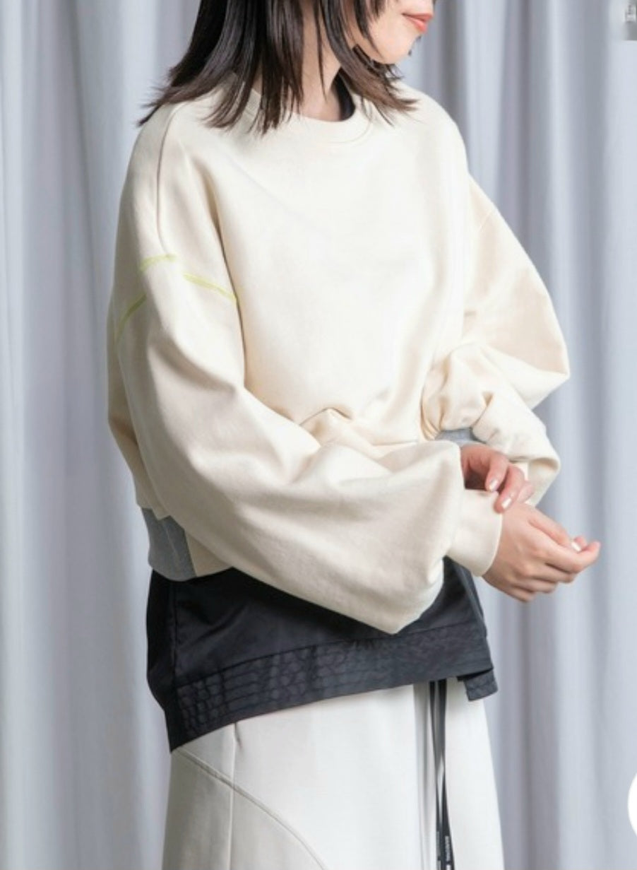 MARECHAL TERRE　バイカラーショートスウェットプルオーバー