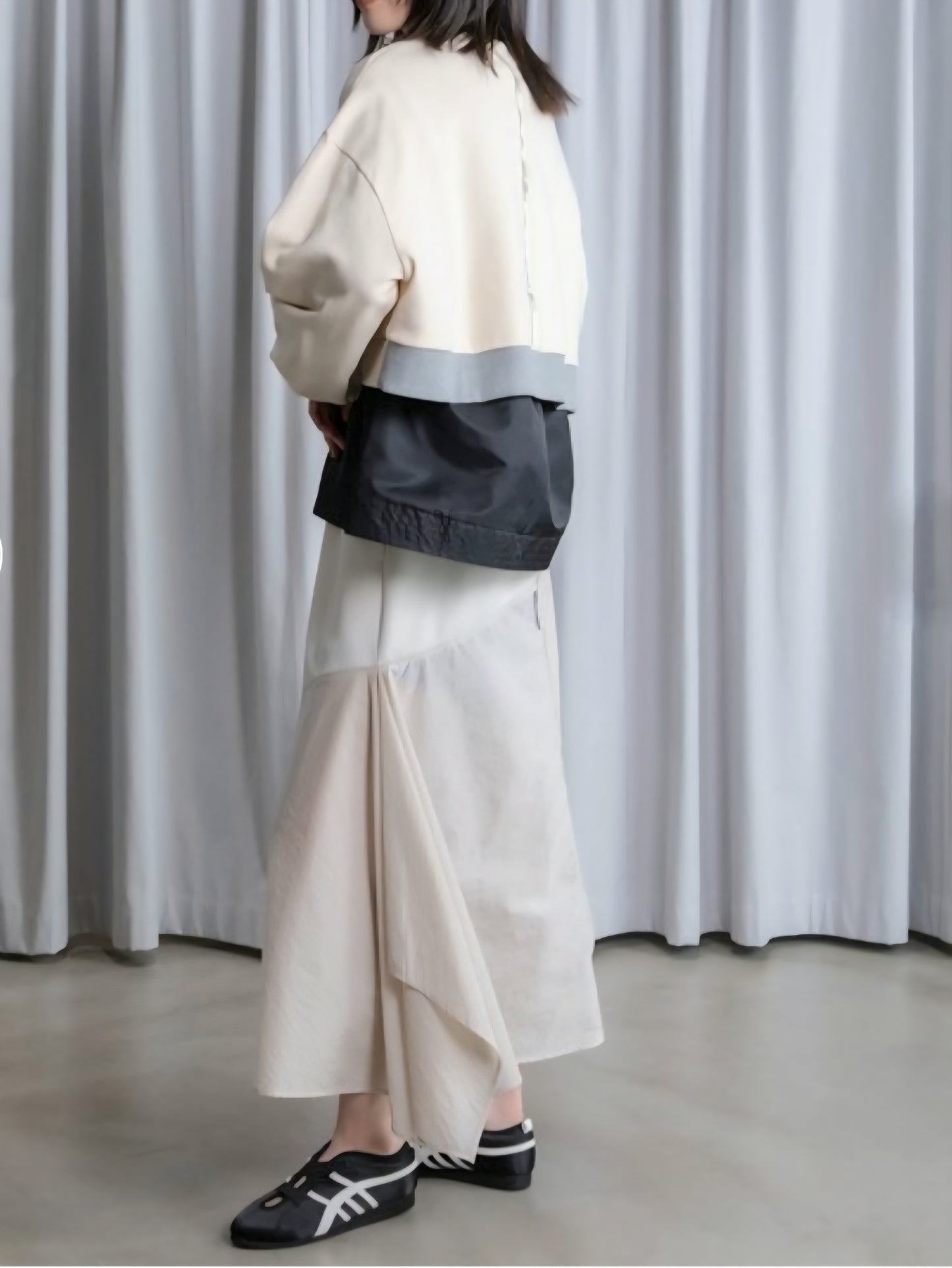 MARECHAL TERRE　バイカラーショートスウェットプルオーバー