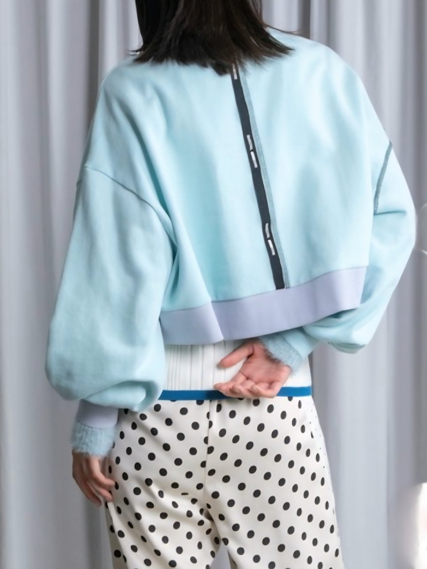 MARECHAL TERRE　バイカラーショートスウェットプルオーバー