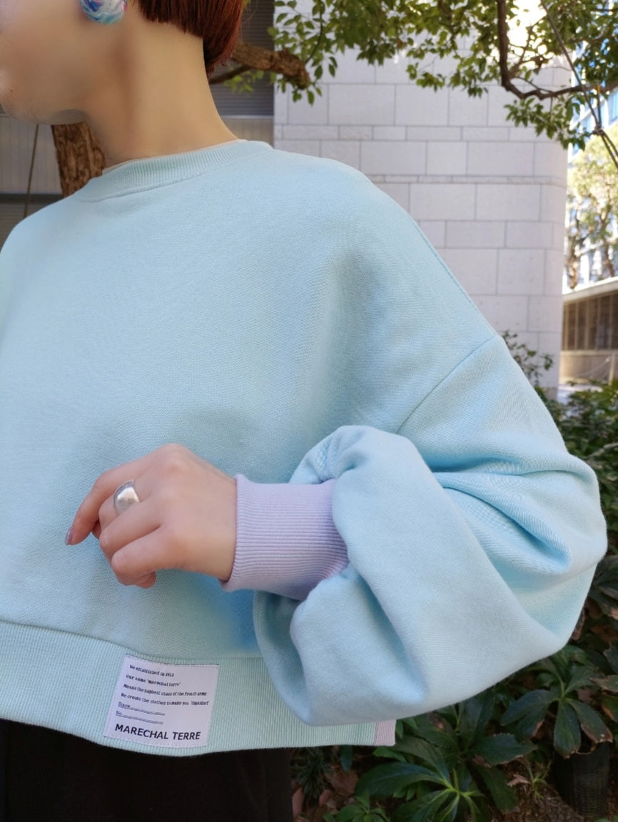 MARECHAL TERRE　バイカラーショートスウェットプルオーバー