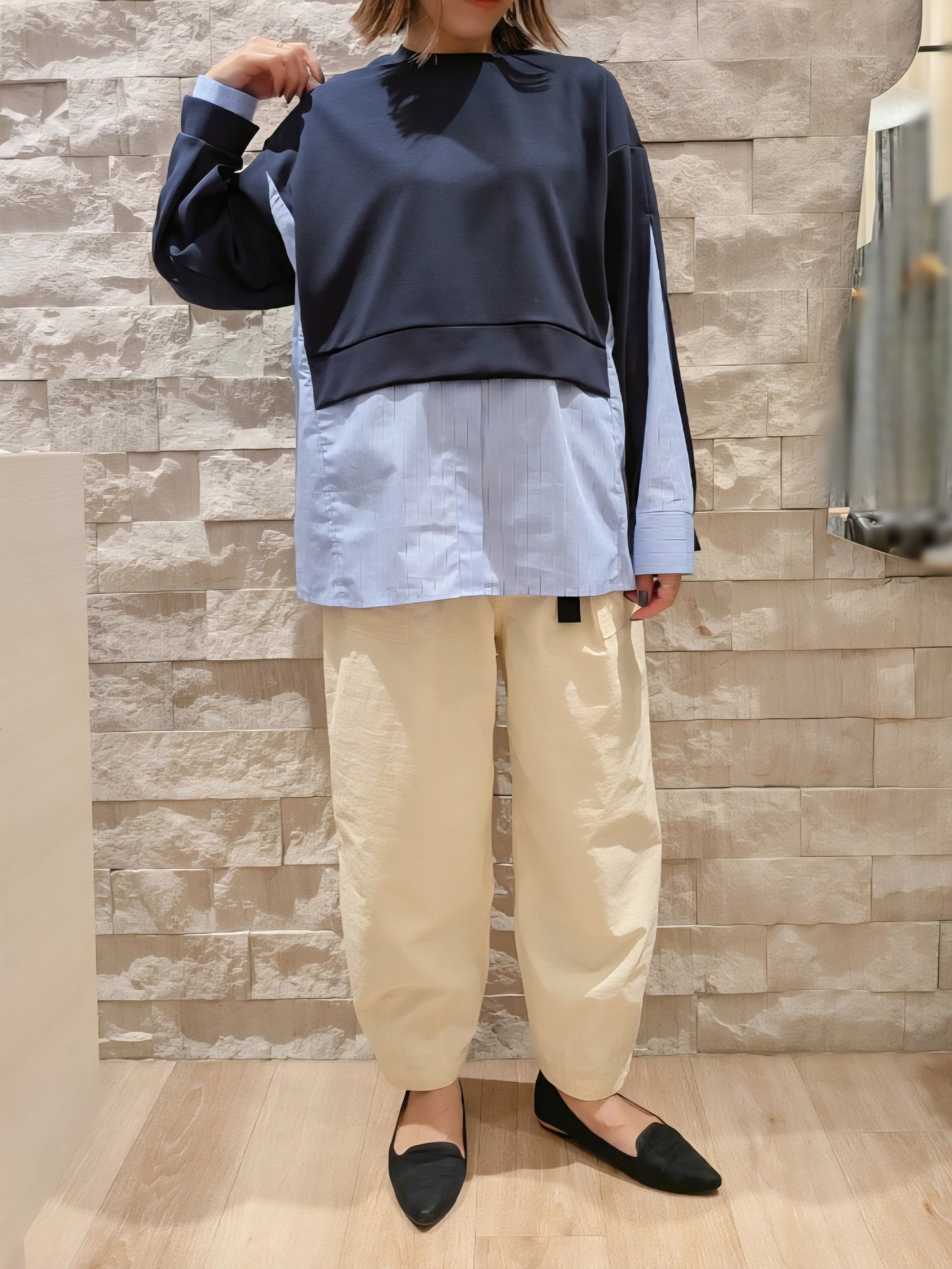 MARECHAL TERRE ポンチレイヤードシャツドッキングプルオーバー