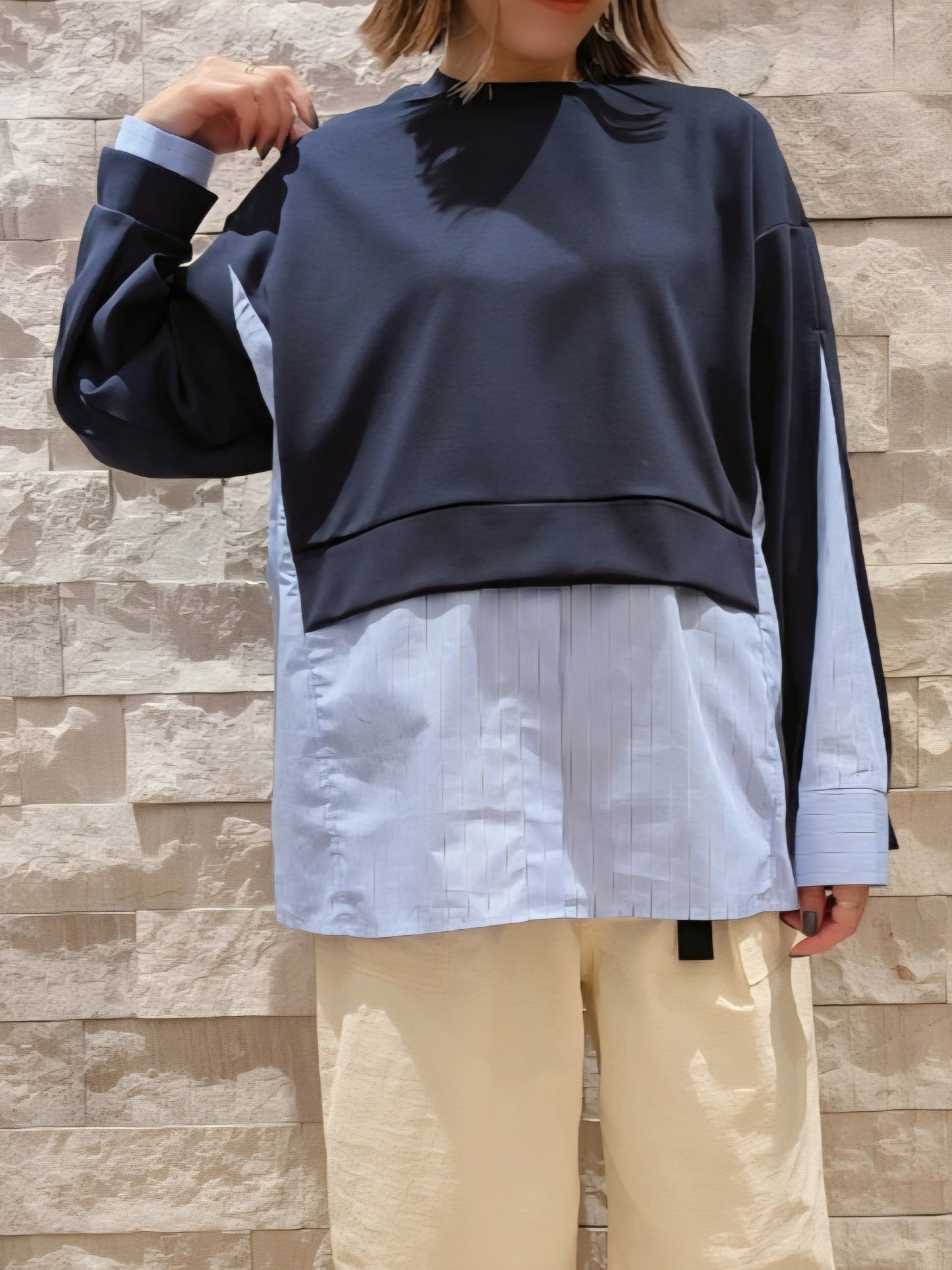 MARECHAL TERRE ポンチレイヤードシャツドッキングプルオーバー