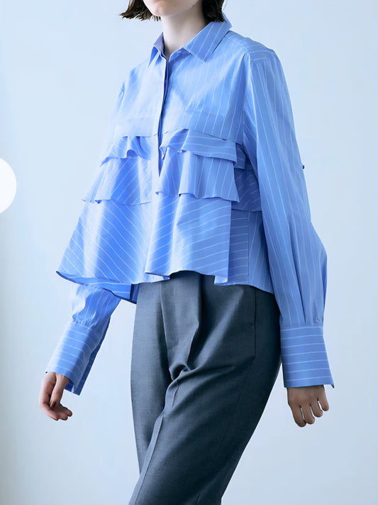 【SALE】MARILYN MOON レイヤードラッフルショートフレアブラウス　