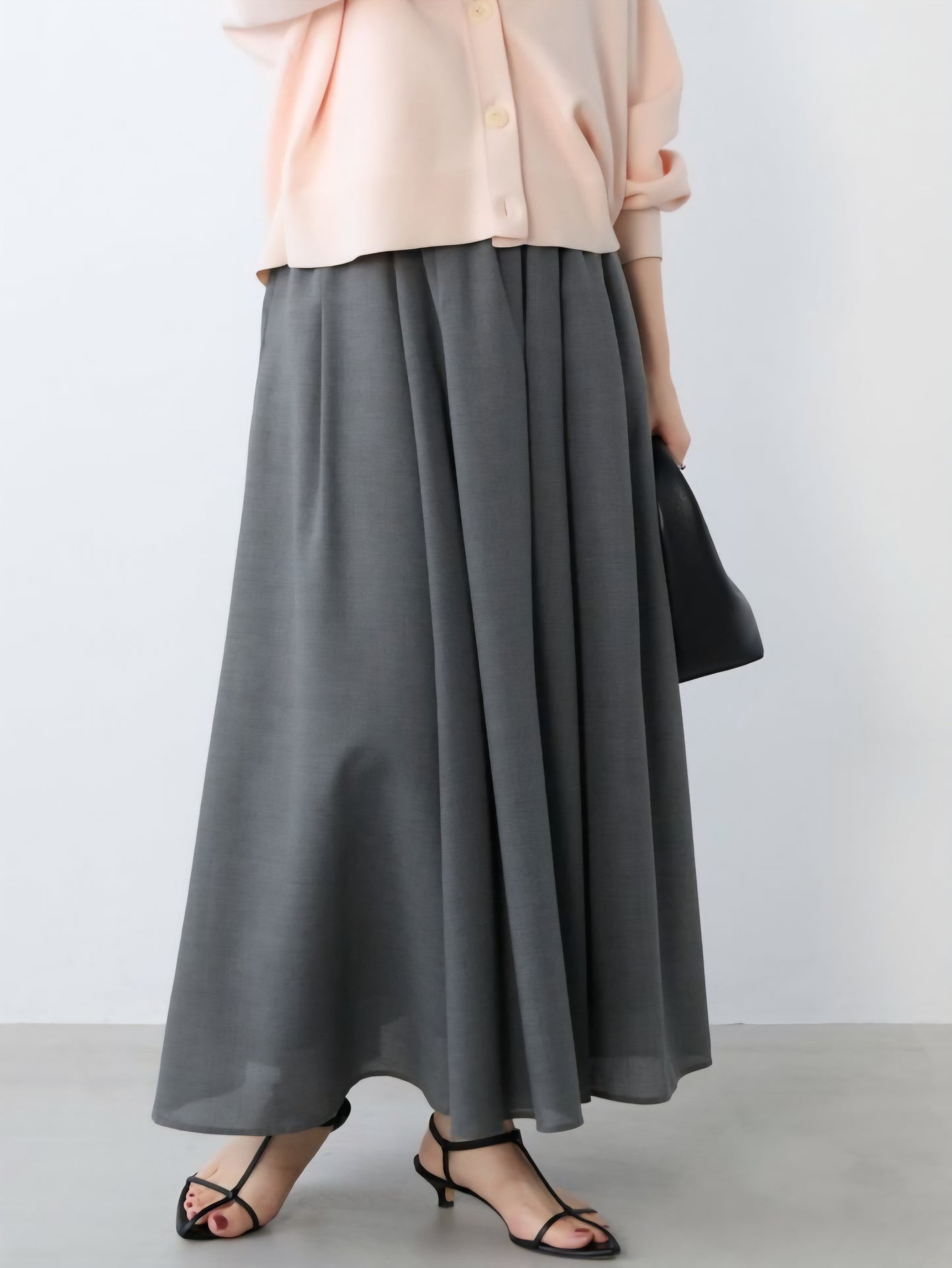 MICA＆DEAL　ドライタッチタックギャザーシアーフレアスカート