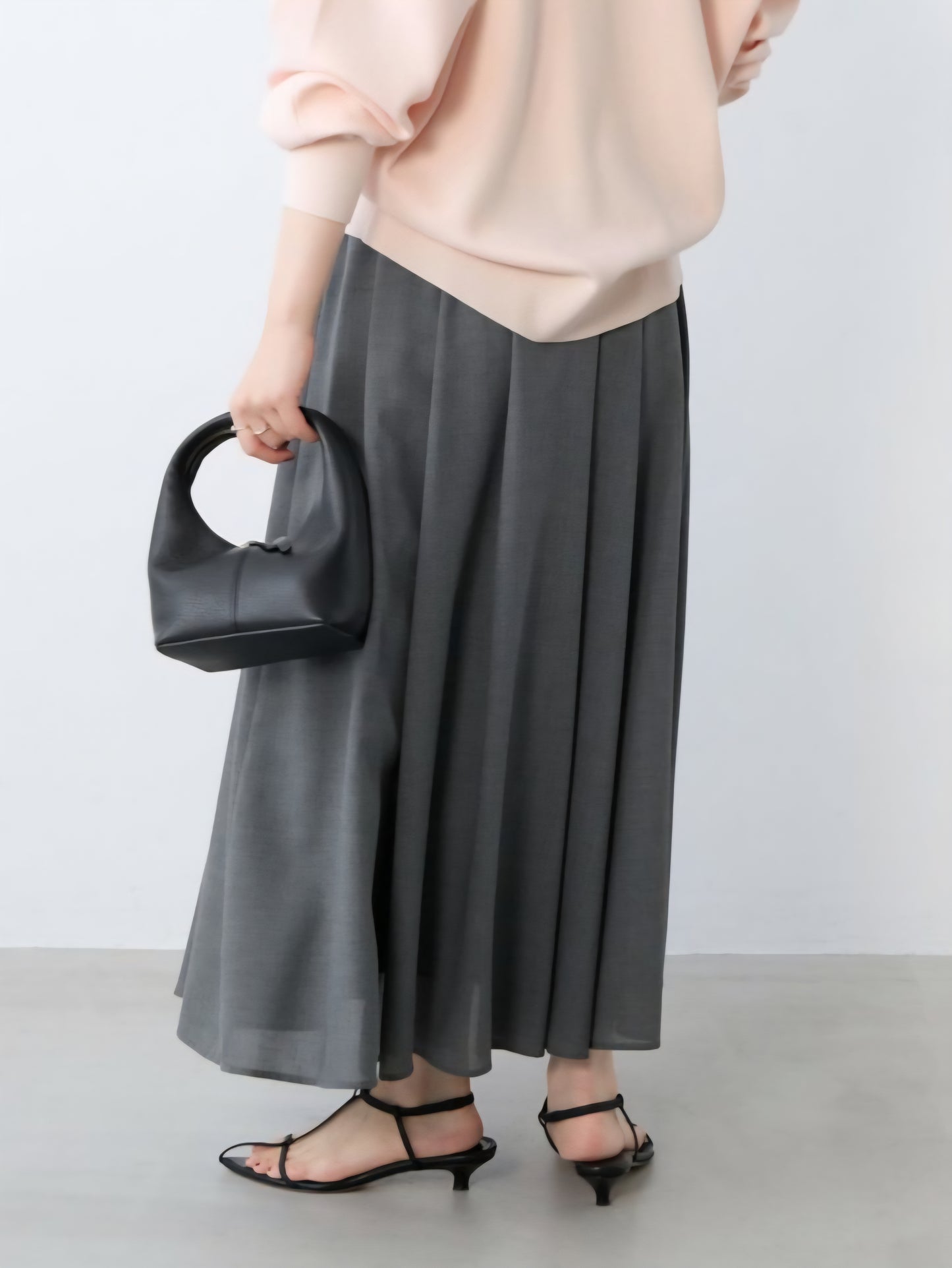 MICA＆DEAL　ドライタッチタックギャザーシアーフレアスカート