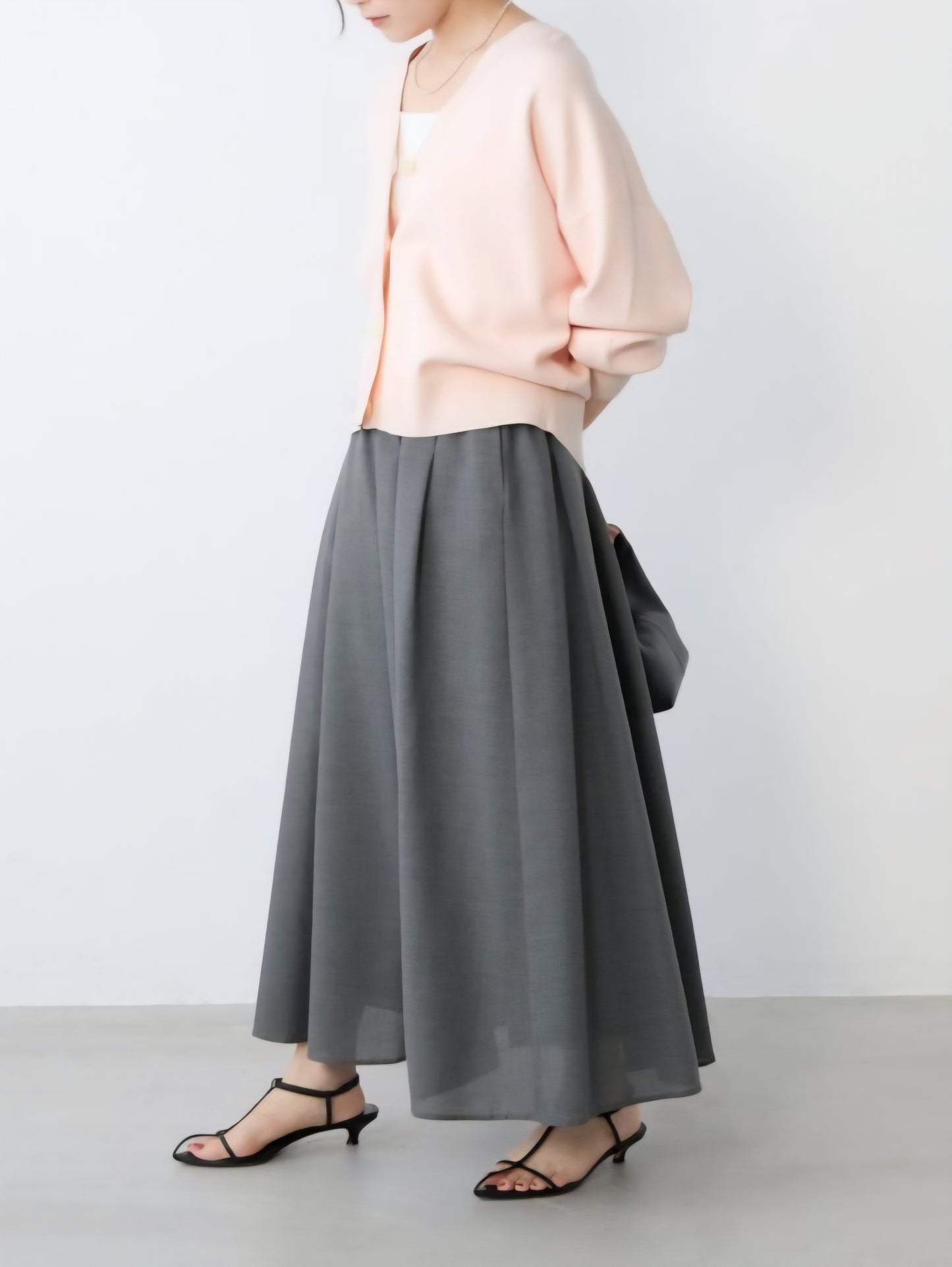 MICA＆DEAL　ドライタッチタックギャザーシアーフレアスカート