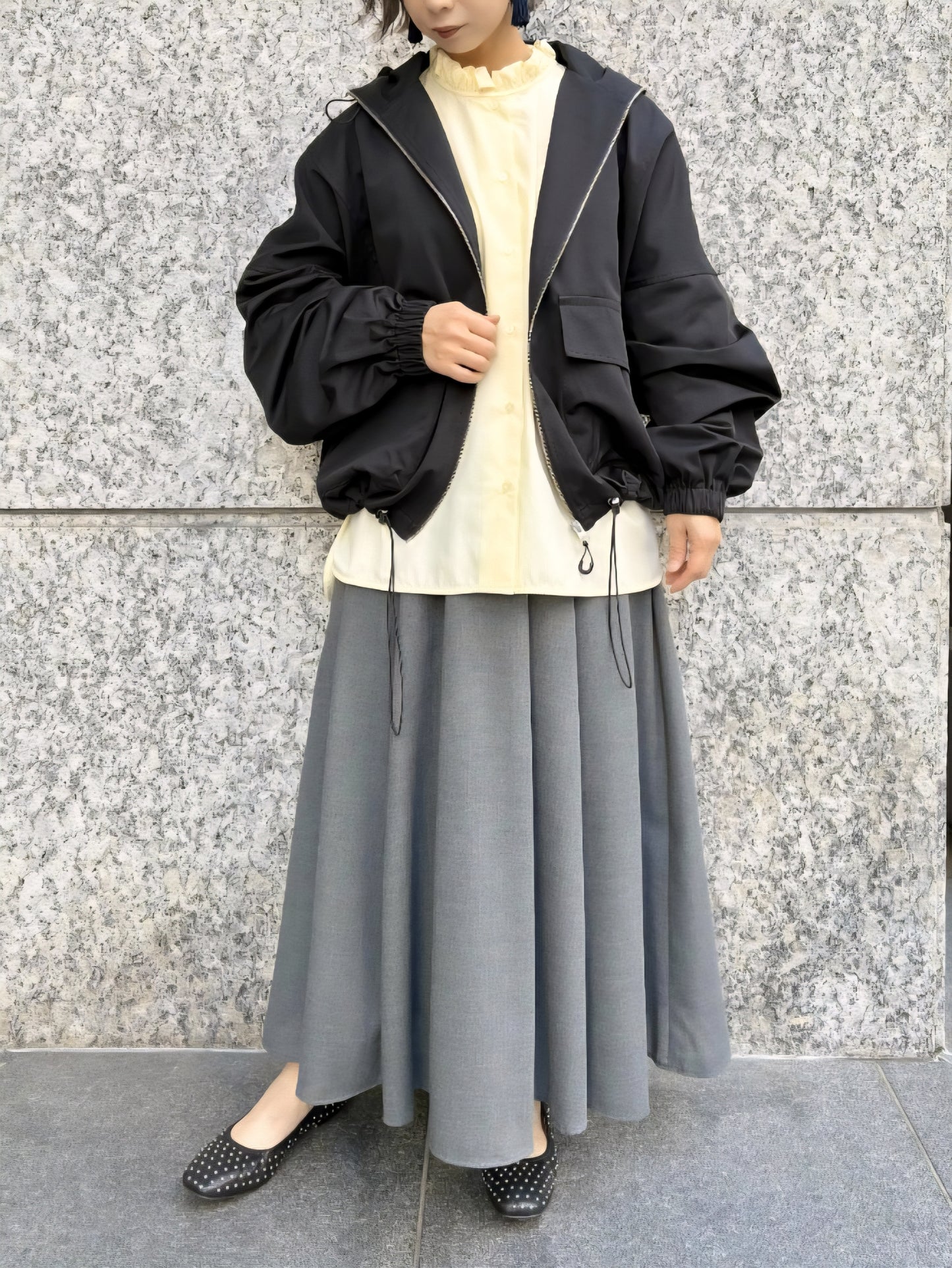 MICA＆DEAL　ドライタッチタックギャザーシアーフレアスカート