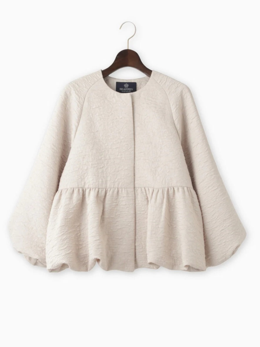 BRAHMIN ふくれジャガードノーカラーペプラムジャケット