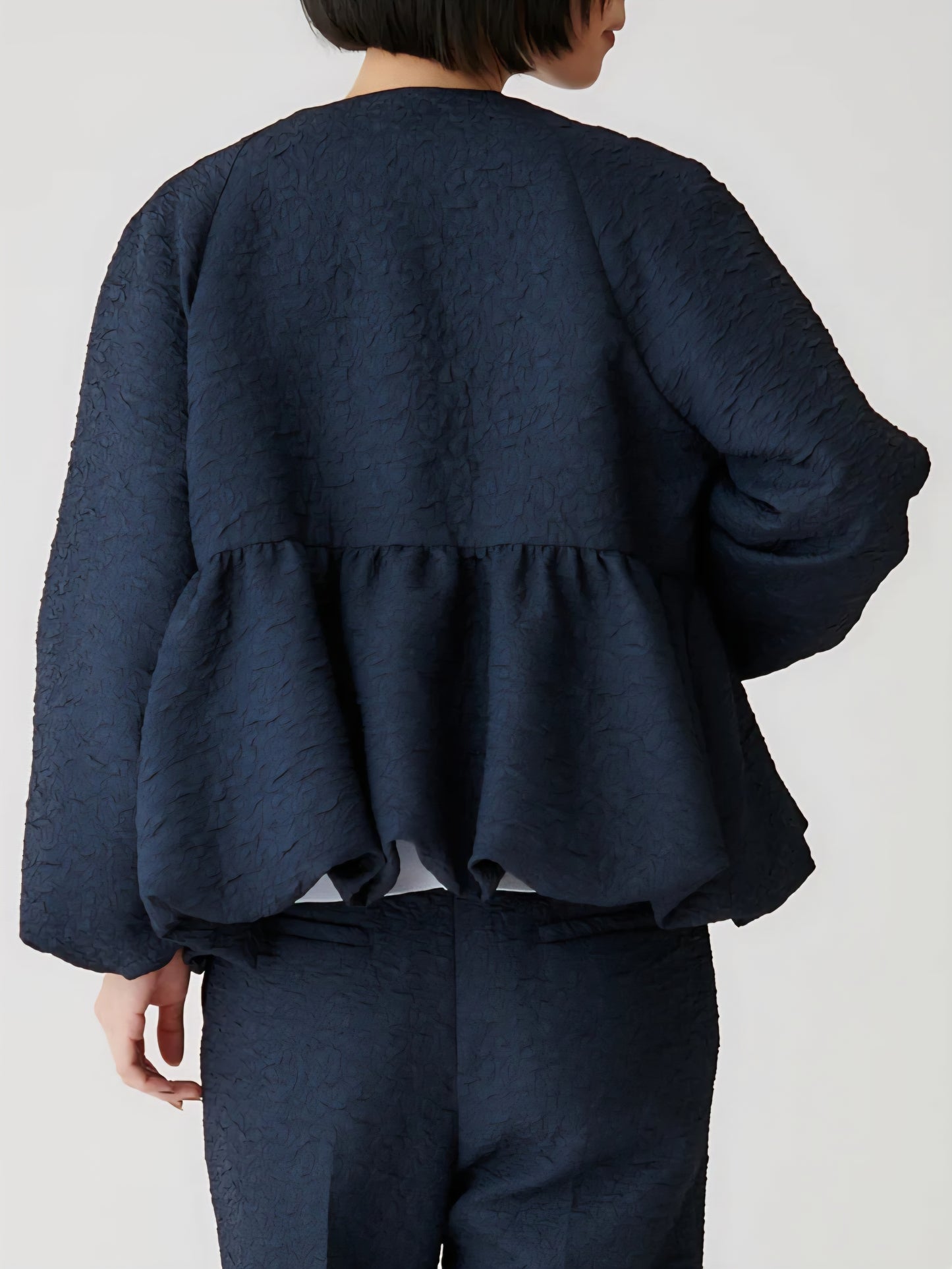 BRAHMIN ふくれジャガードノーカラーペプラムジャケット