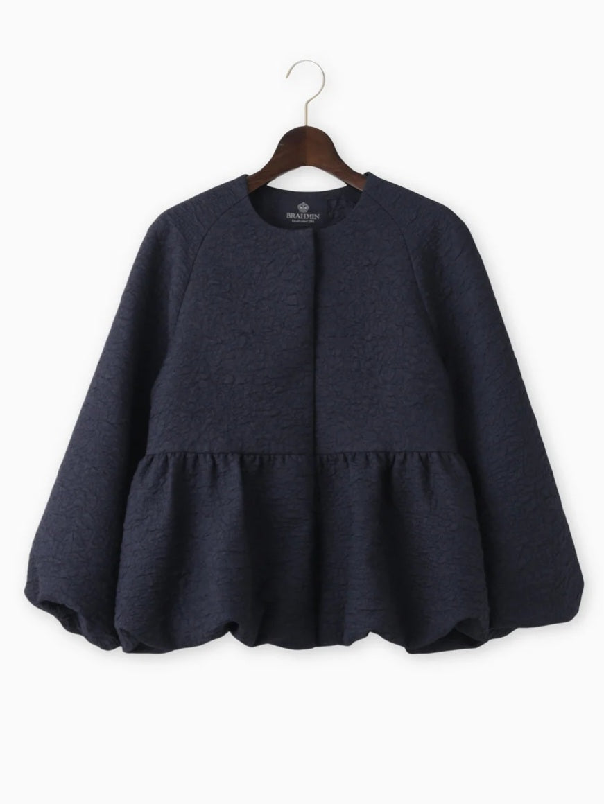 BRAHMIN ふくれジャガードノーカラーペプラムジャケット