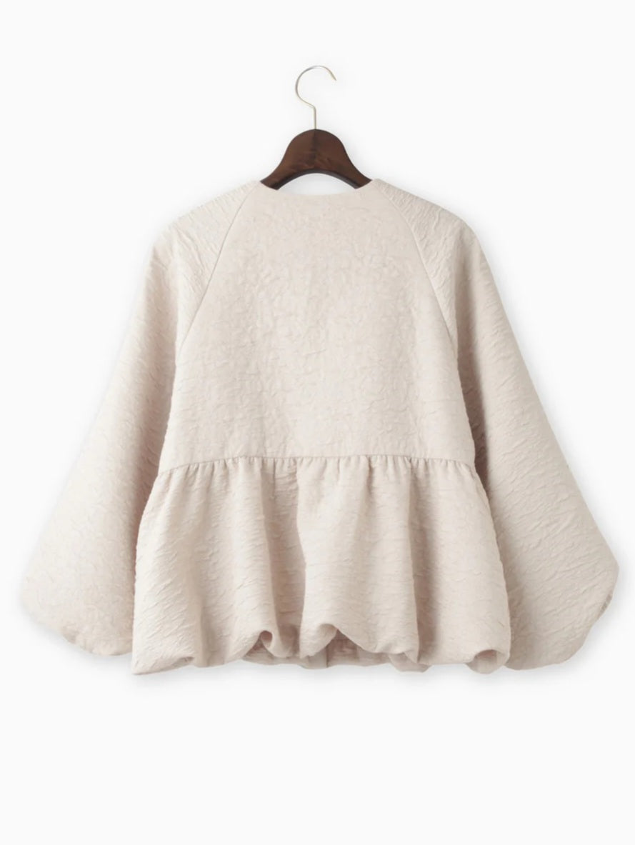 BRAHMIN ふくれジャガードノーカラーペプラムジャケット