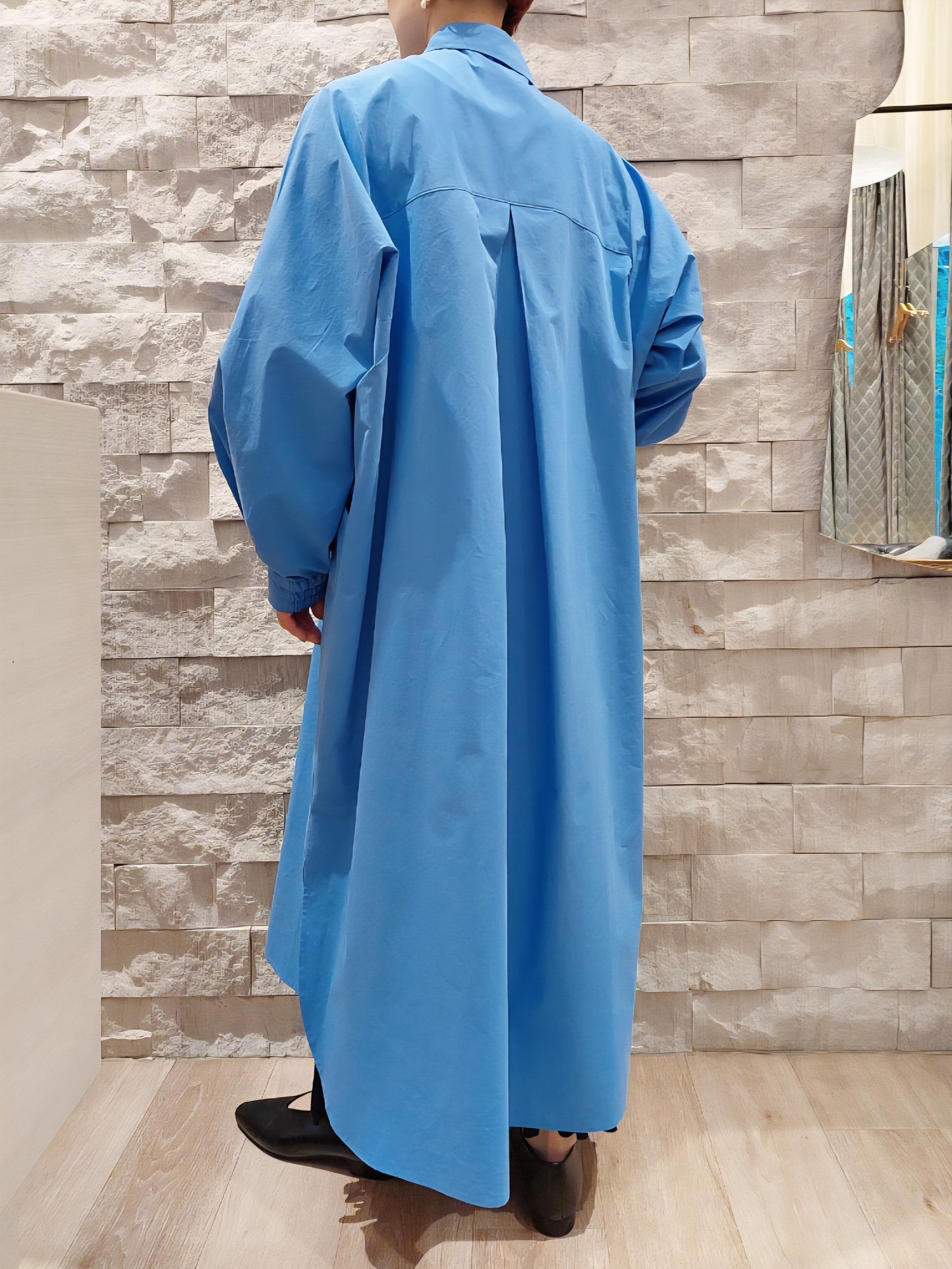 HERENCIA　コットンタイプライターボリュームスリーブシャツワンピース