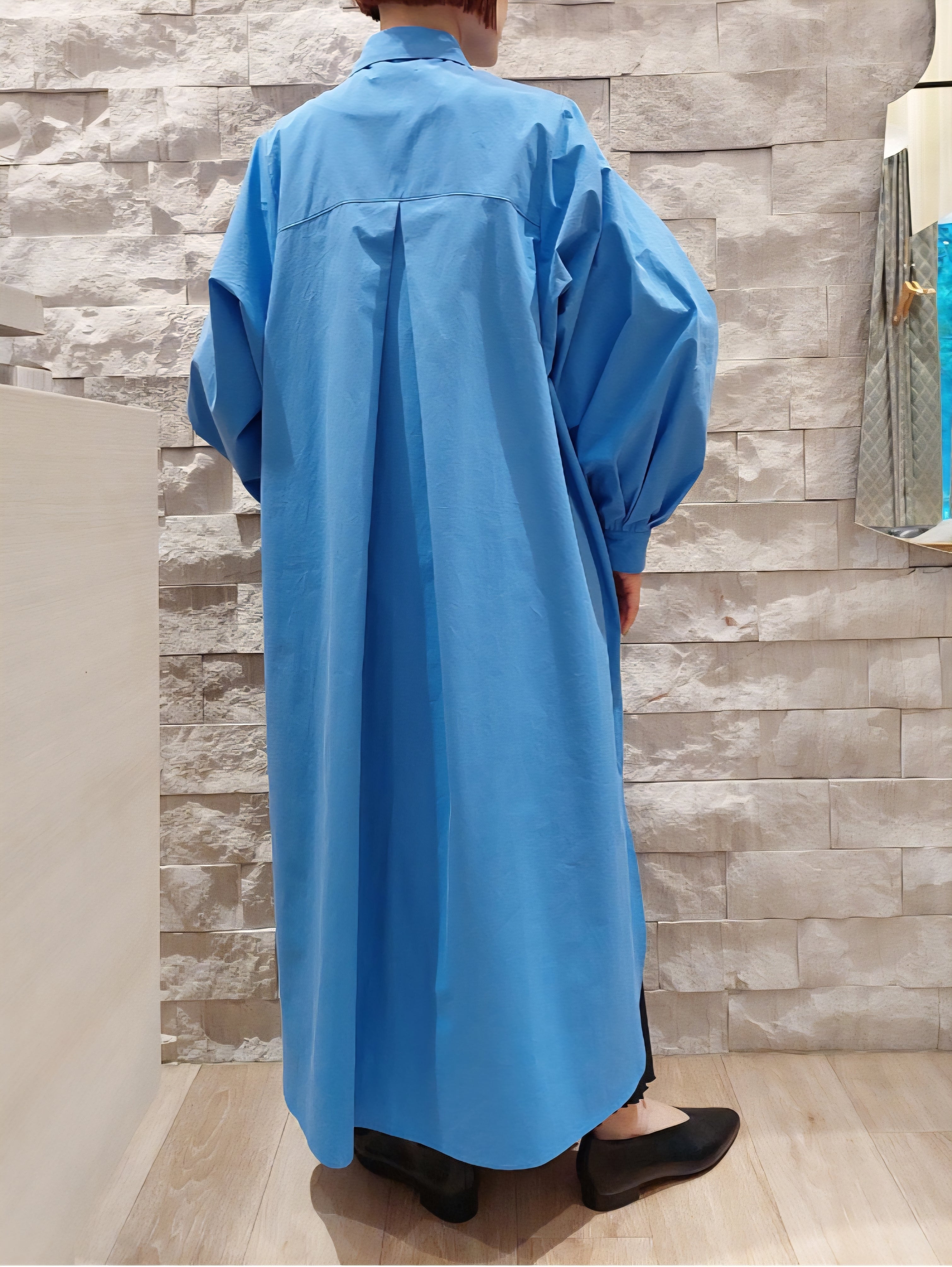 HERENCIA コットンタイプライターボリュームスリーブシャツワンピース