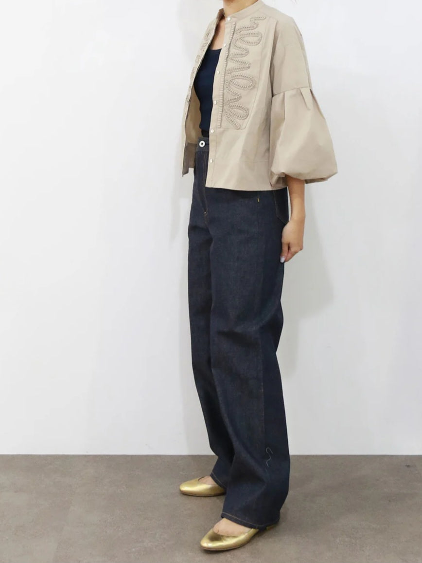 SOI-MeME　ダイヤタック刺繍バルーンスリーブショートブラウス