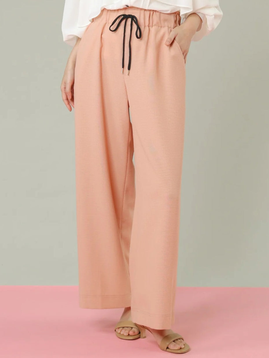 trois エコスラブドロストワイドパンツ