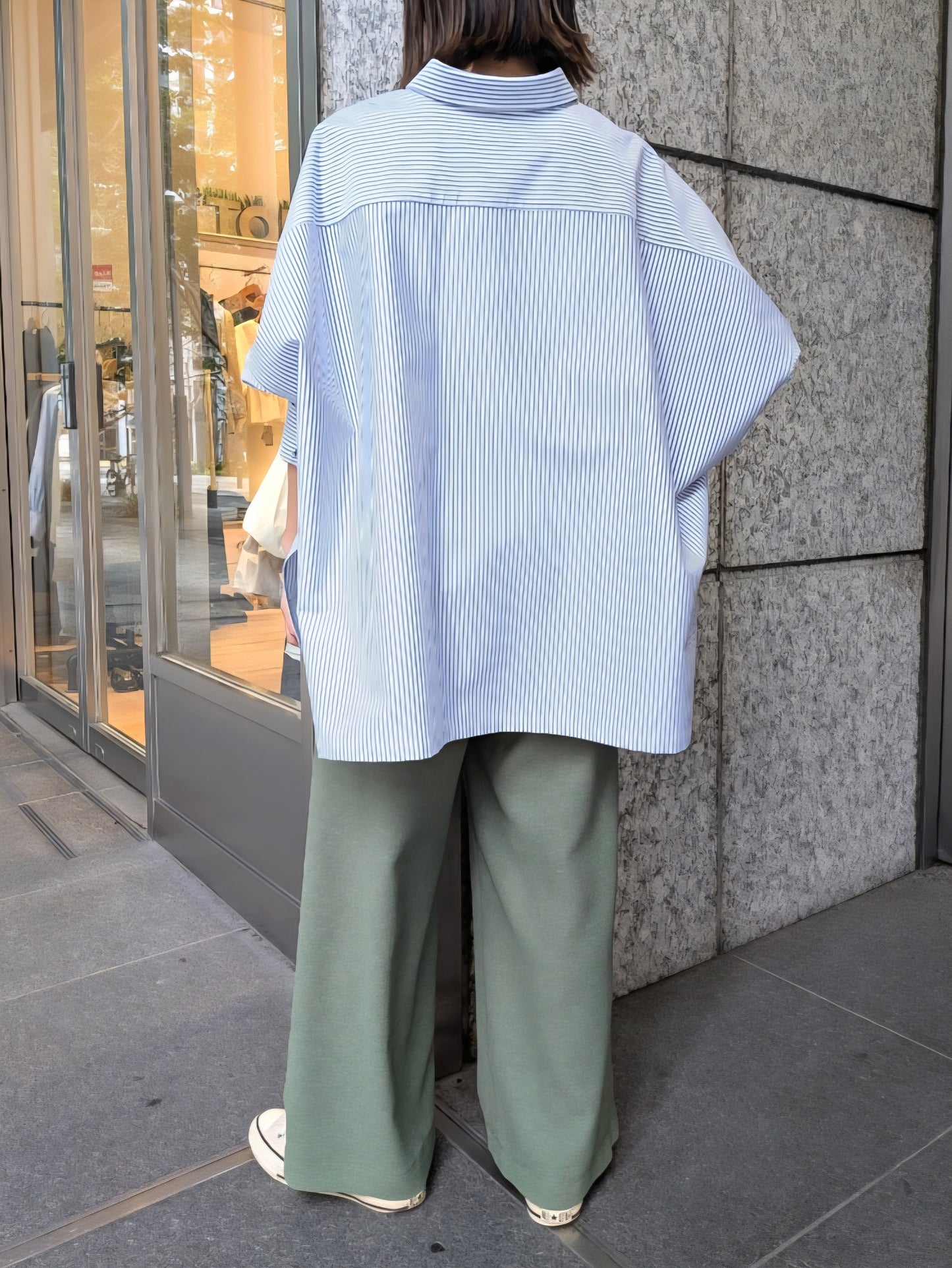 trois エコスラブドロストワイドパンツ