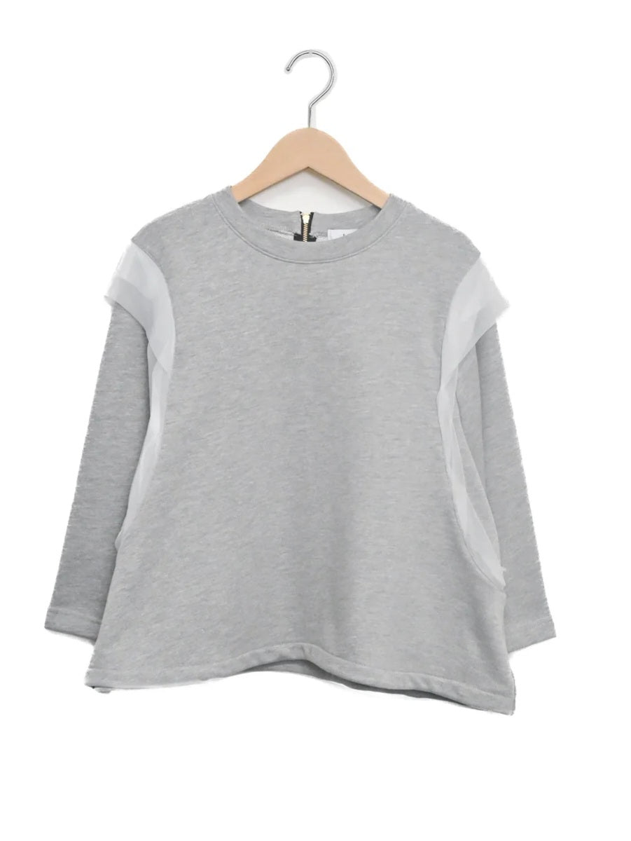 trois スリーブチュールフリル6分袖スウェット