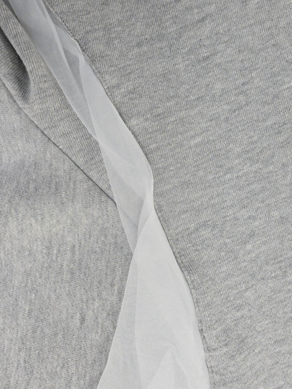 trois スリーブチュールフリル6分袖スウェット