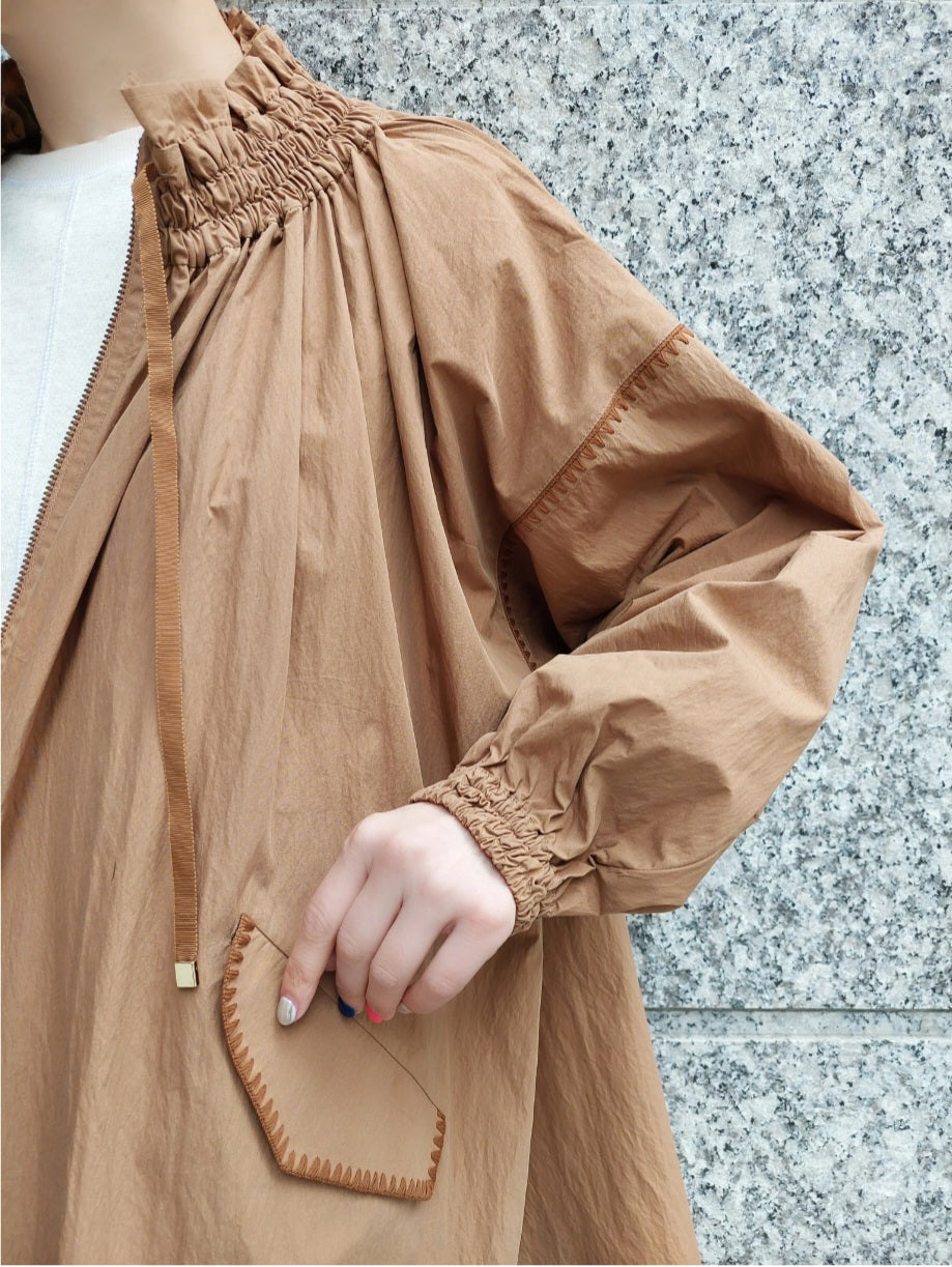 MARILYN MOON シャーリングギャザーエンブロイダリーフレアアウター