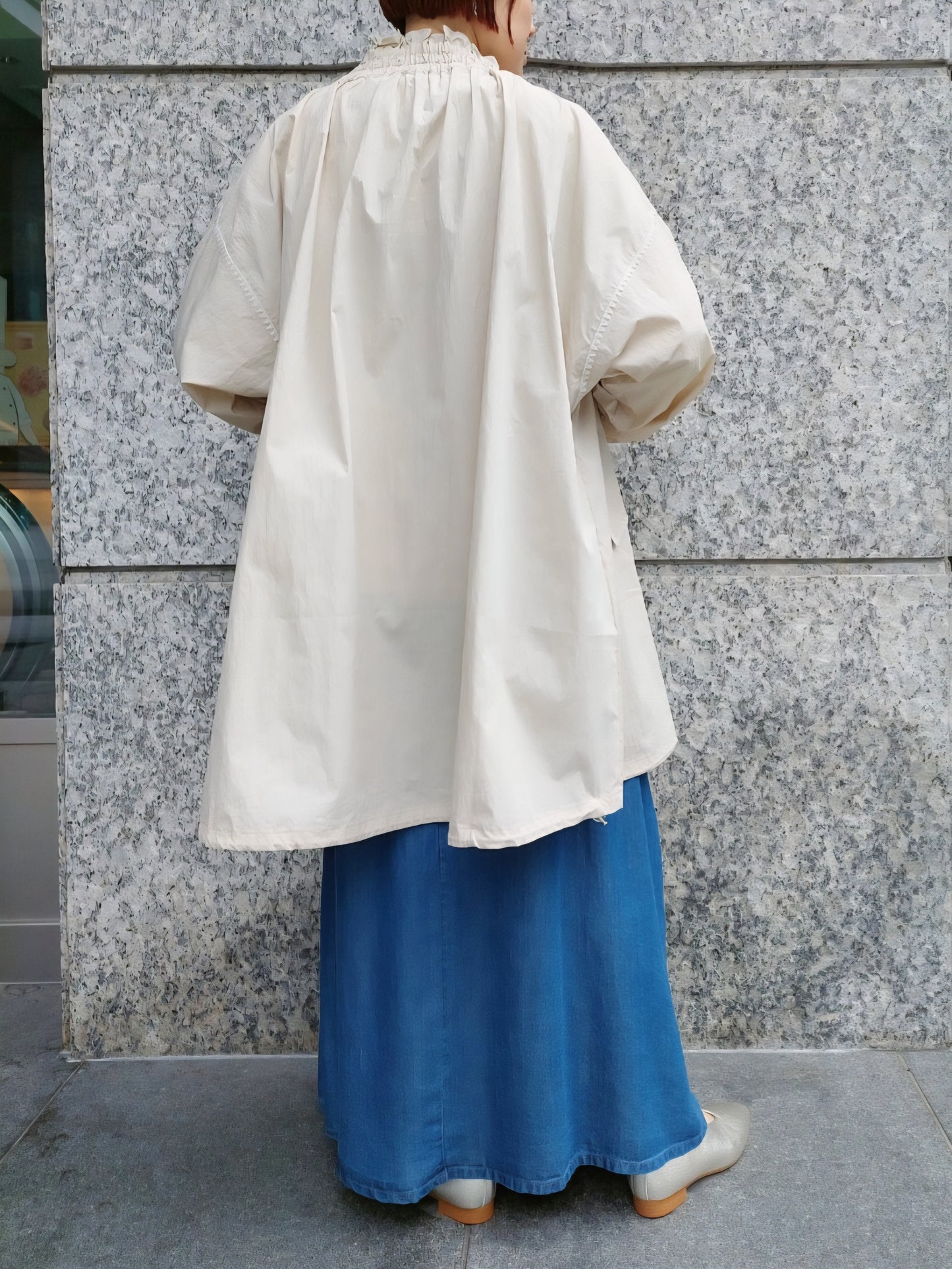 MARILYN MOON シャーリングギャザーエンブロイダリーフレアアウター