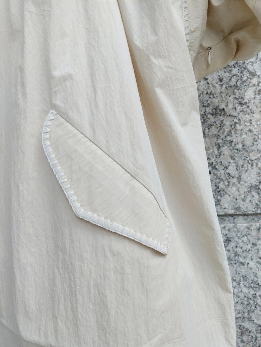 MARILYN MOON シャーリングギャザーエンブロイダリーフレアアウター