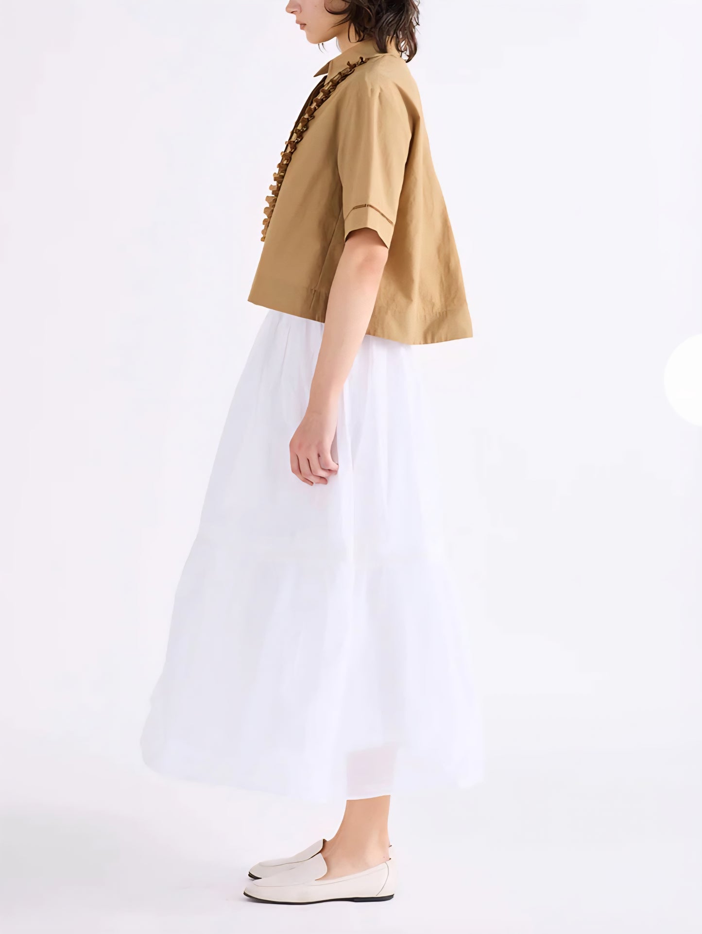 MARILYN MOON レースタックフリルブラウス