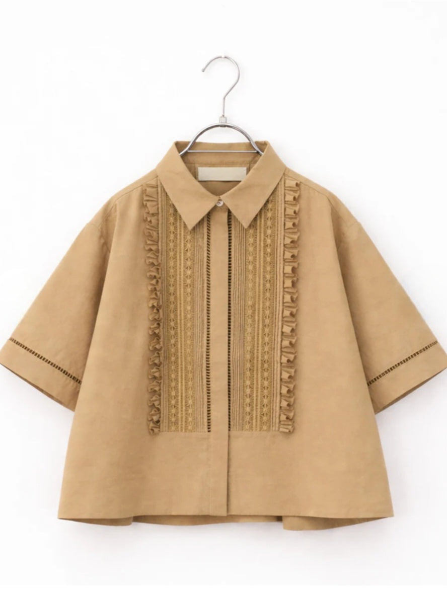 MARILYN MOON レースタックフリルブラウス