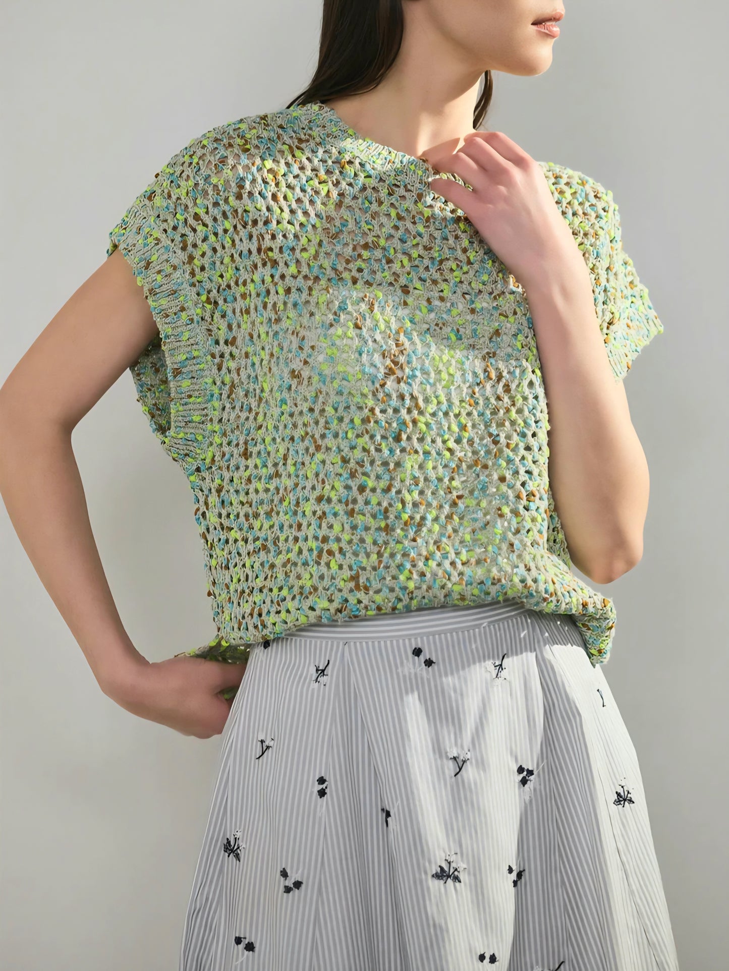 BRAHMIN ネオンカラーネップメッシュニット