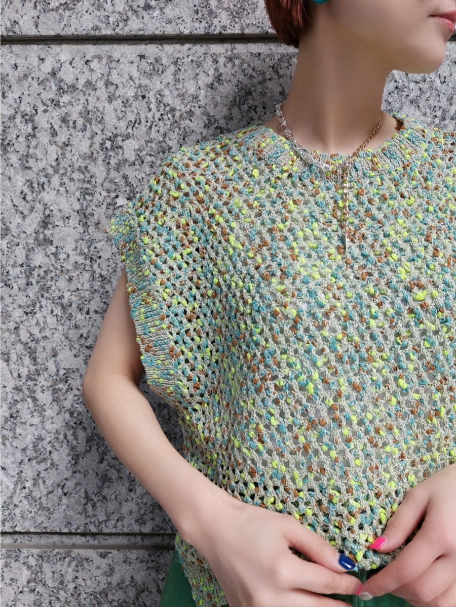 BRAHMIN ネオンカラーネップメッシュニット