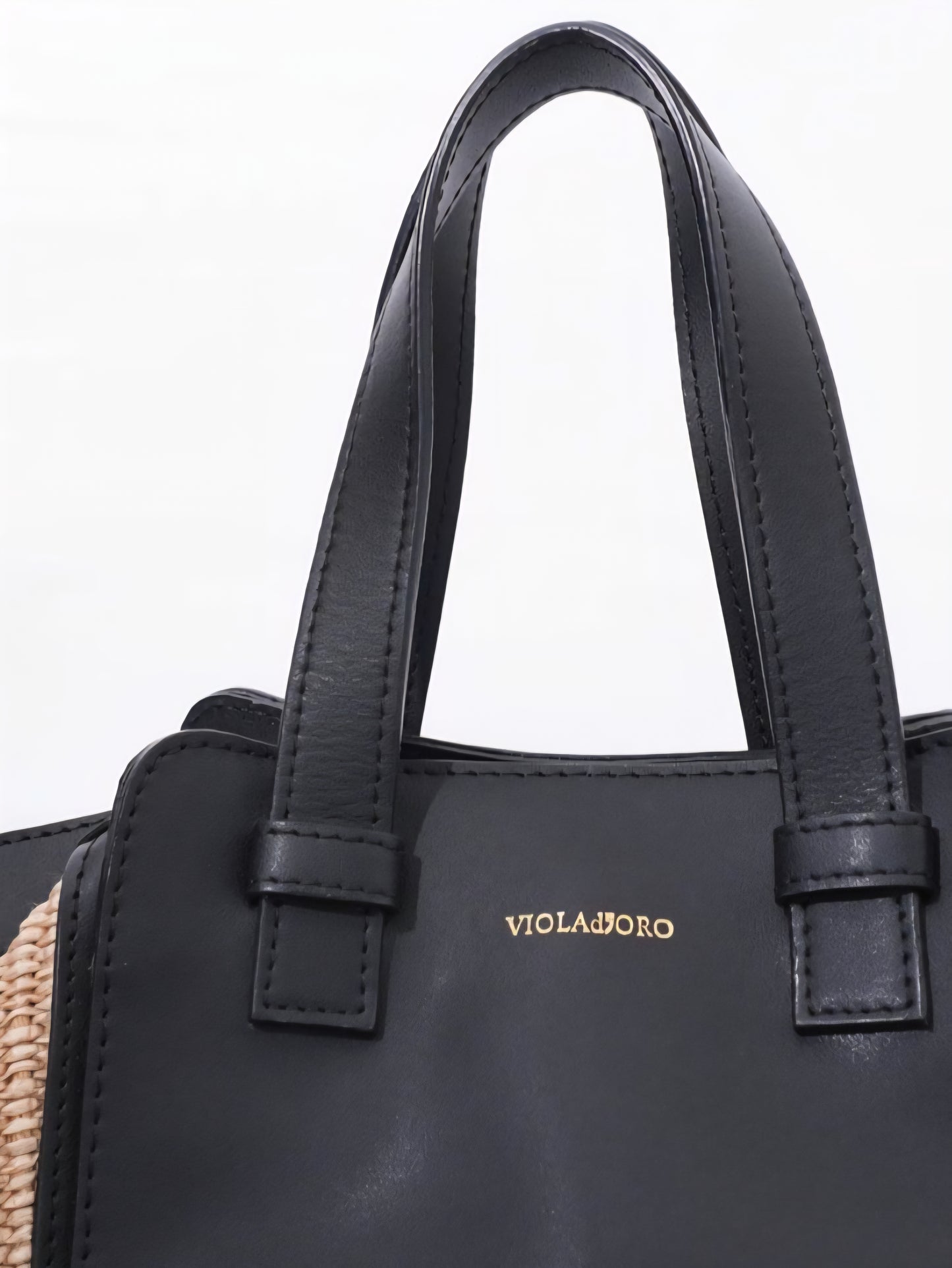 VIOLADORO SANDROラフィア×レザーコンビバッグ