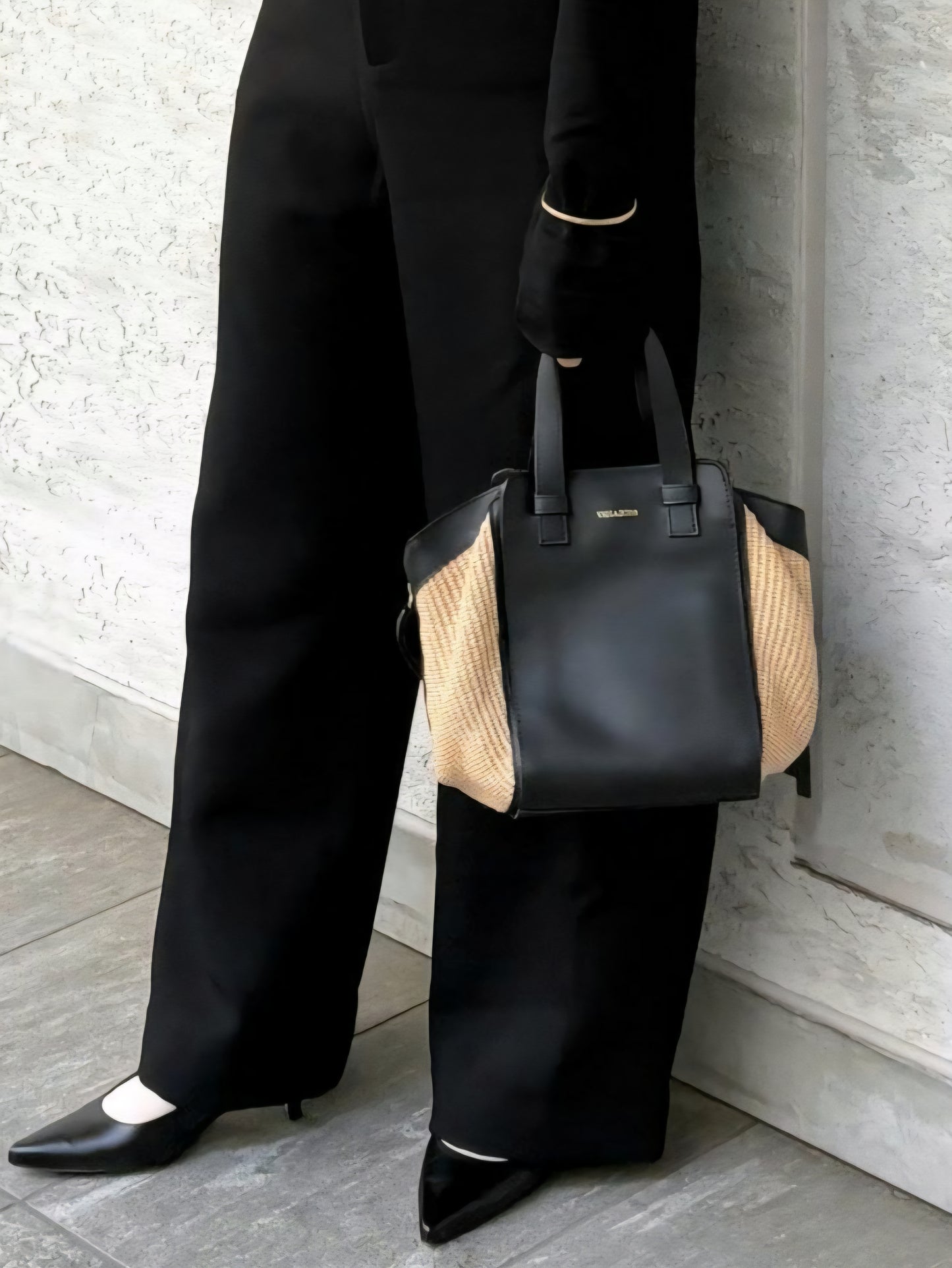 VIOLADORO SANDROラフィア×レザーコンビバッグ