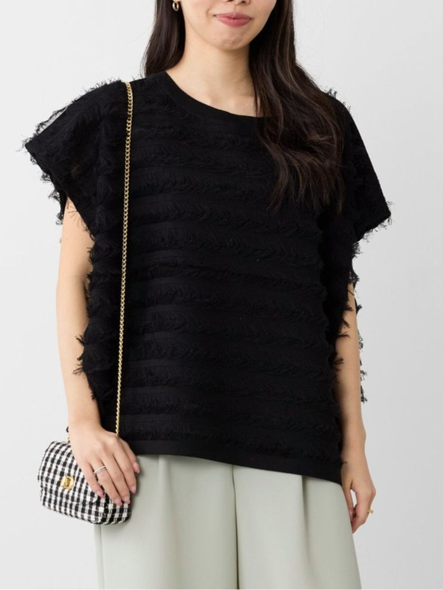 MICA＆DEAL ボートネックフリンジニットプルオーバー