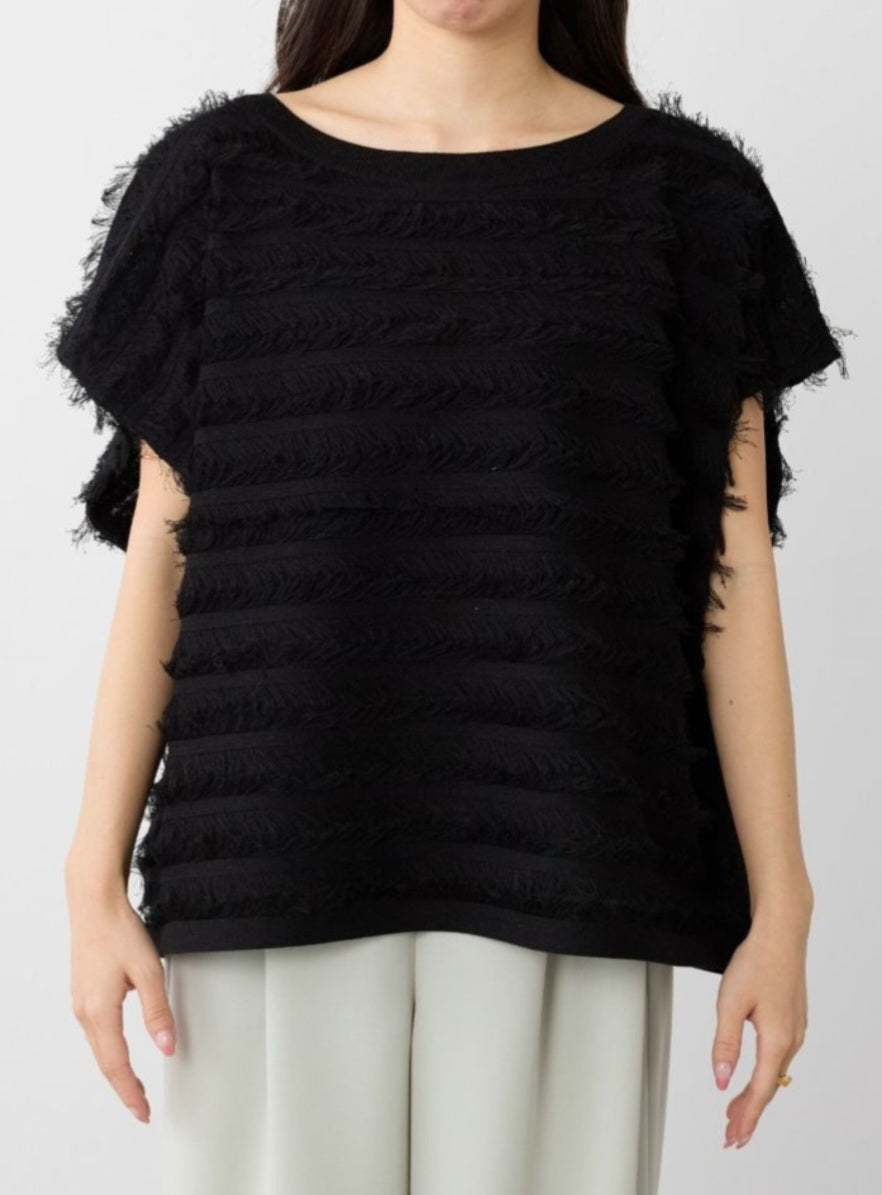 MICA＆DEAL ボートネックフリンジニットプルオーバー