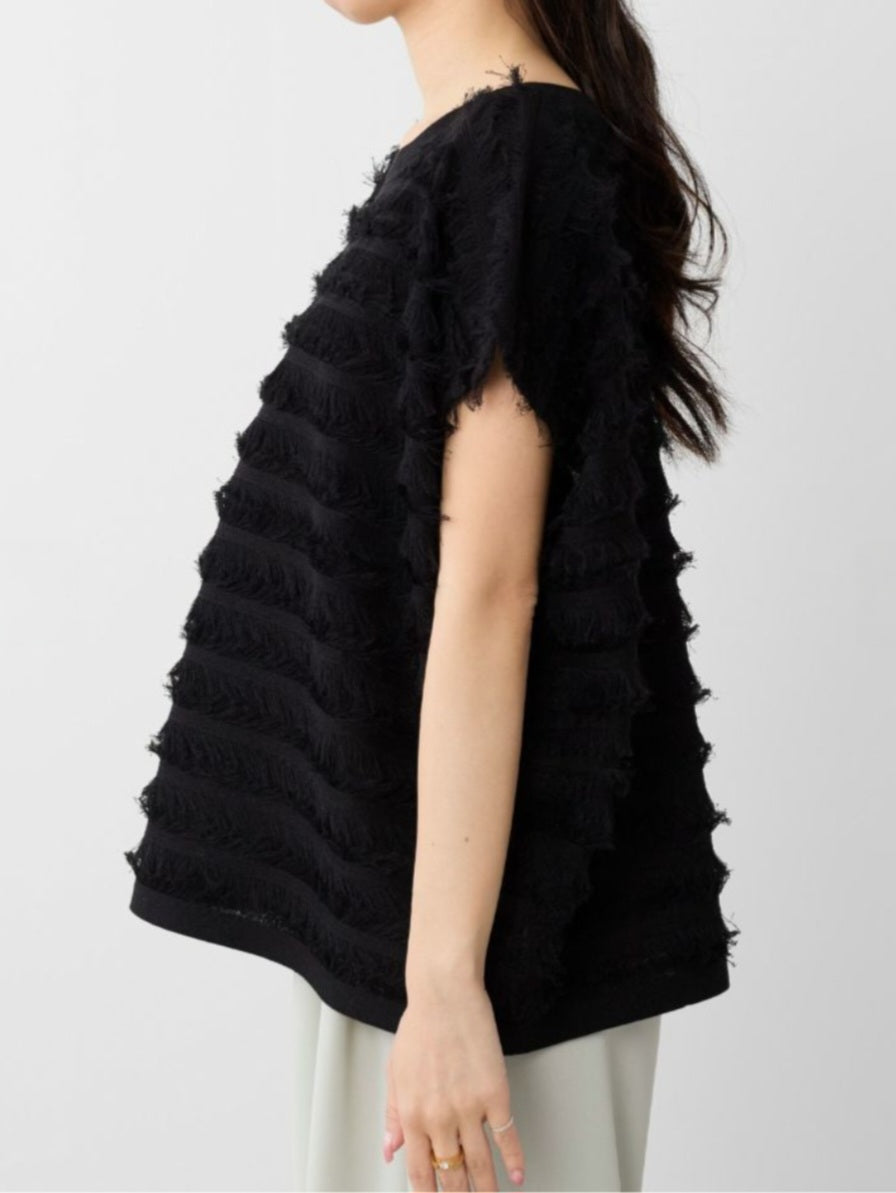 MICA＆DEAL ボートネックフリンジニットプルオーバー