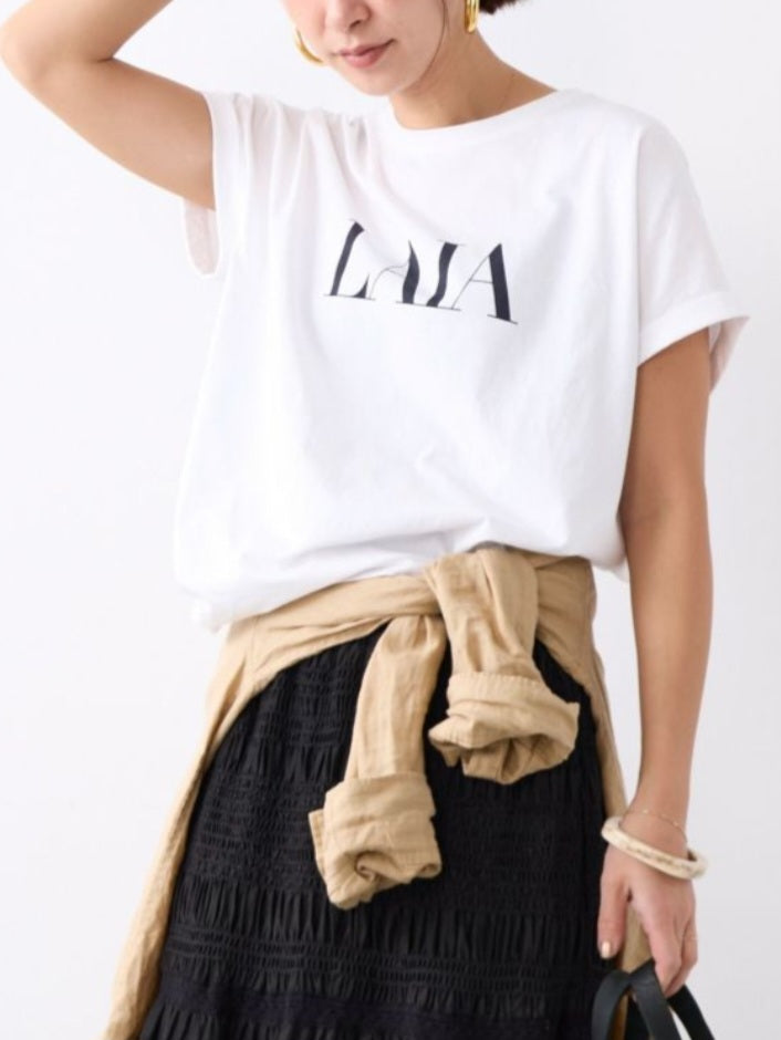 MICA＆DEAL　 "LAIA"ロゴヘムラウンドTシャツ