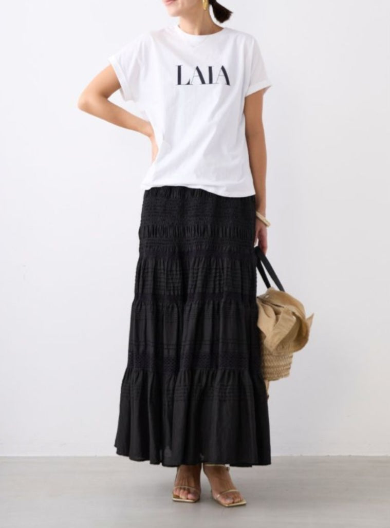 MICA＆DEAL　 "LAIA"ロゴヘムラウンドTシャツ