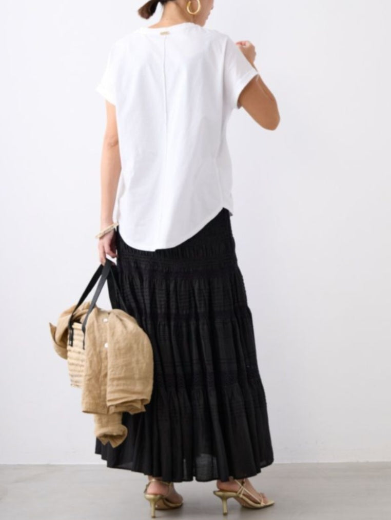 MICA＆DEAL　 "LAIA"ロゴヘムラウンドTシャツ