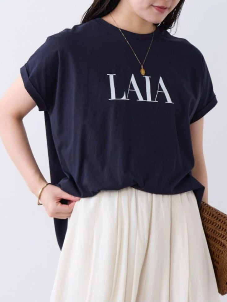 MICA＆DEAL　 "LAIA"ロゴヘムラウンドTシャツ