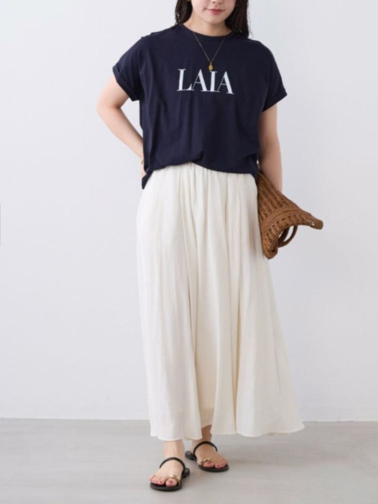 MICA＆DEAL　 "LAIA"ロゴヘムラウンドTシャツ