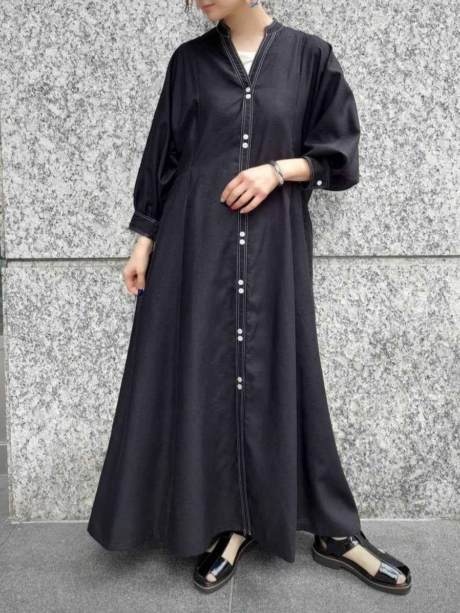 BRAHMIN バイカラーステッチドレープフレアワンピース