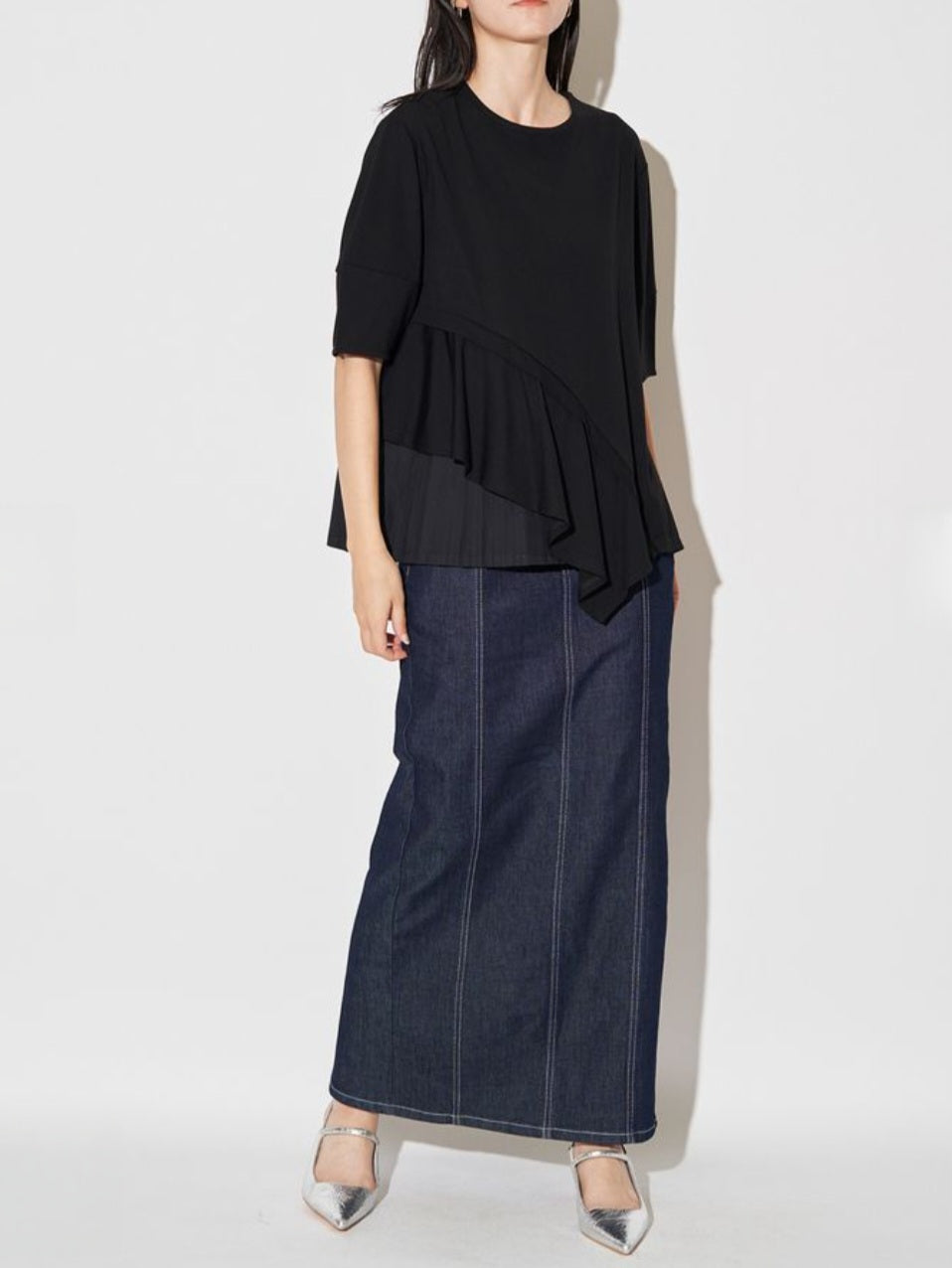 ELENDEEK サイドフレアドッキングカットソー