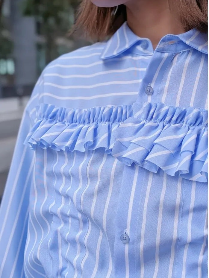 【SALE】THOMAS MAGPIE  ストライプドロストシャーリングシャツジャケット