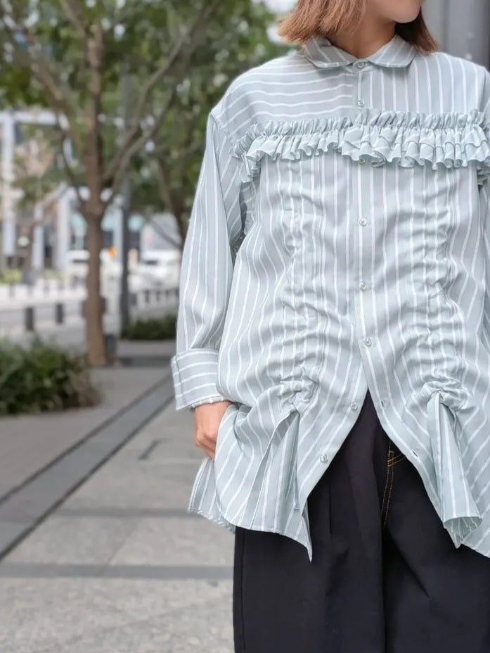 【SALE】THOMAS MAGPIE  ストライプドロストシャーリングシャツジャケット