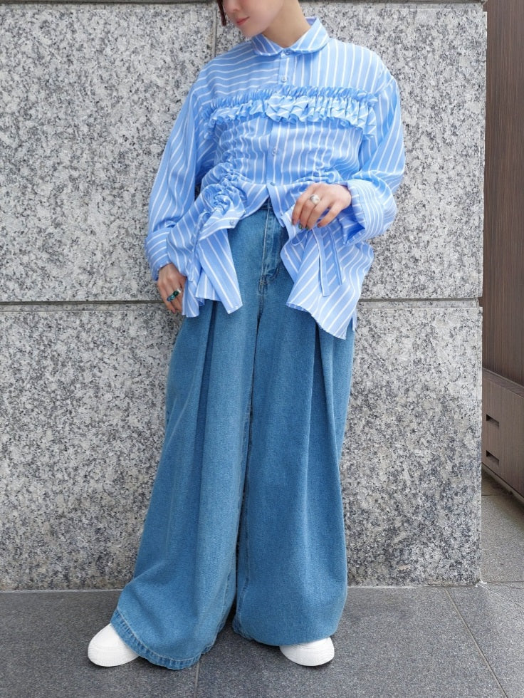 【SALE】THOMAS MAGPIE  ストライプドロストシャーリングシャツジャケット