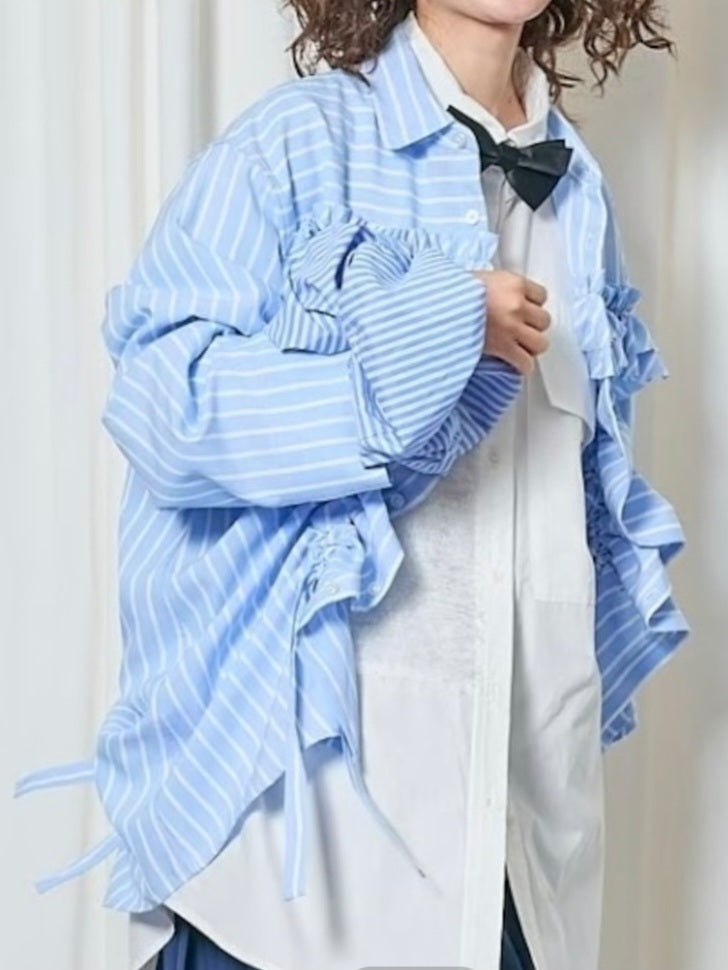 【SALE】THOMAS MAGPIE  ストライプドロストシャーリングシャツジャケット